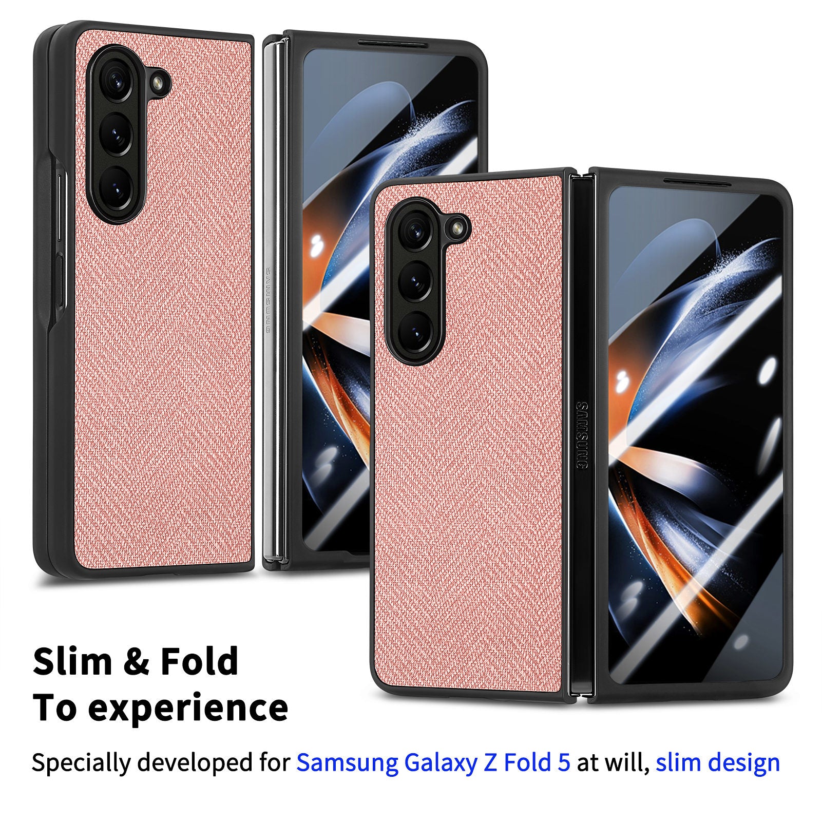 For Samsung Galaxy Z Fold5 5G PU Leather PC Case Jeans Cloth Texture Anti-slip Phone Cover with Tempered Glass Film For Samsung Galaxy Z Fold5 5G PU Leather PC Case Jeans Cloth Texture Anti-slip Phone Cover with Tempered Glass Film
